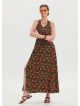 V Neck Slit Green Floral Dress 4643